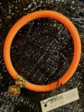 Marc by Marc Jacobs Orange Silicone Stretch Bracelet with Gold Charm NWT